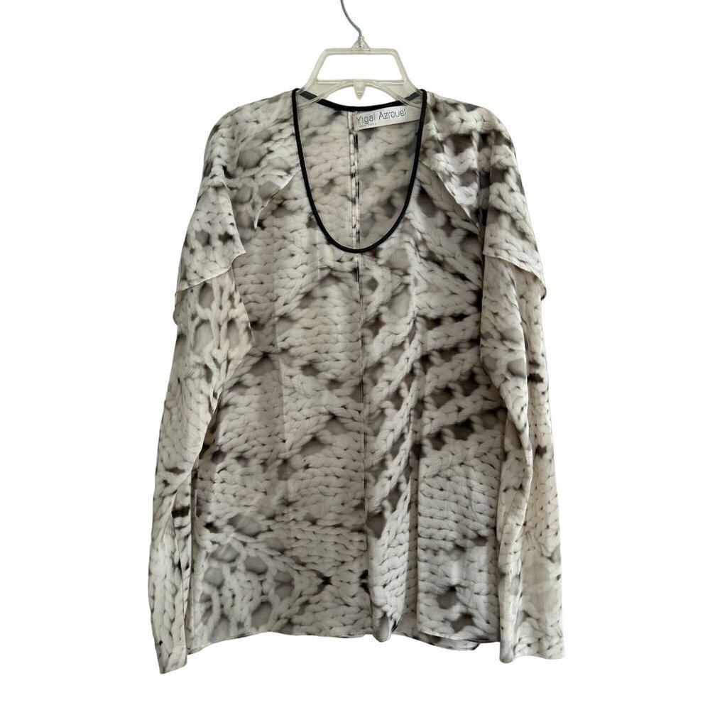 Yigal Azrouel 100% Silk Top Blouse Puff Sleeves Size 2